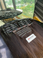 Extensiones de Cabello con Clip, 100% Cabello Virgen Vietnamita, Super Doble Trama, Calidad Premium, Color Negro y Marrón