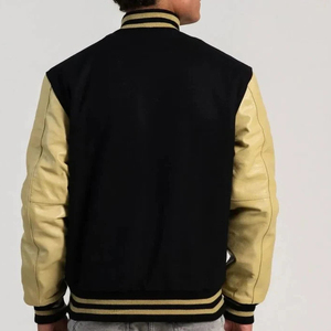 Chaqueta de Béisbol Estilo Hip-Hop Urbano, Chaqueta Universitaria Informal con Parches, Chaqueta Bomber con Mangas de Cuero - Product Image 3