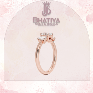 Anillo de diamantes de tres piedras cortado a mano, joyería fina de lujo, anillo de oro Original de 14K con joyería de diamantes de laboratorio certificada para mujer - Product Image 4