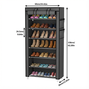 Scarpiera a 8 Ripiani in Tessuto, Mobile Minimalista per Soggiorno con Copertura Antipolvere e Chiusura Frontale, Convertibile ed Estensibile per Uso Domestico - Product Image 5