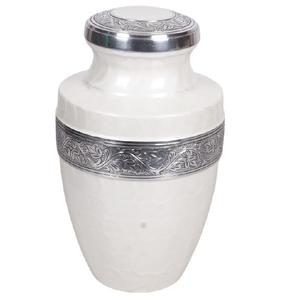 Urna de cremación de Metal de estilo americano con acabado blanco para cenizas humanas, urna decorativa para cenizas de metal, urna funeraria para aplicaciones para adultos - Product Image 1