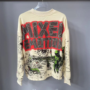 Camiseta de Manga Larga con Estampado Completo y Diamantes Pintados a Mano MIXED EMOTION, Ropa de Marca de Diseñador - Product Image 2