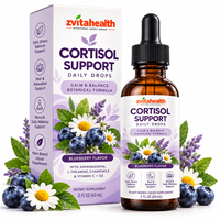 Gouttes liquides de soutien du cortisol 9-en-1 sous marque privée, extrait de camomille pour la relaxation et le soutien de l'humeur, faible MOQ OEM