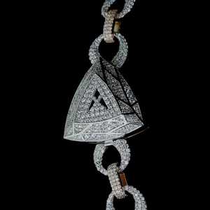 Collar de Moissanita con Diseño Infinito y Eslabones Florales, Engaste Pavé, Plata de Ley 925, Cadena de Eslabones Estilo Hip Hop, Collar para Bodas - Product Image 5