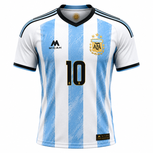 Camiseta de Fútbol a Rayas de Argentina de Micah Corporation, Camiseta de Fútbol de Manga Corta con Cuello en V, Ropa Deportiva Personalizada para Equipos - Product Image 1