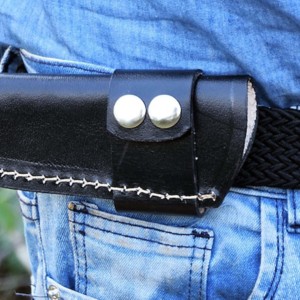 Funda de cuero negro de estilo elegante y elegante de alta calidad hecha a mano de fábrica para cuchillos de hoja fija de 4'' - Product Image 6