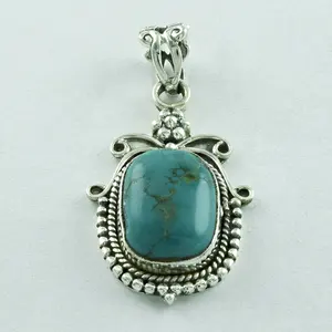 Pingente de pedra da turquesa, joia feminina de prata esterlina 925, fornecedor grab isto para suas lojas de jóias agora