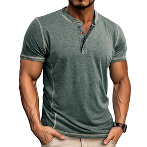 Vente en gros T-shirt à manches courtes en pur coton personnalisé T-shirt vierge à col arrondi pour hommes de couleur unie pour hommes - Product Image 1