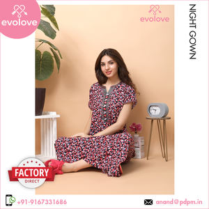 ชุดราตรีผ้าเรยอนคอกลมสำหรับผู้หญิงชุดนอนยาวสำหรับใช้ในบ้าน100% สีฟ้าตัวแทนจำหน่ายที่มีชื่อเสียง - Product Image 5