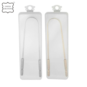 Vente en gros de nettoyeur de langue en cuivre en forme de U Ensemble de grattoir à langue en acier inoxydable pour adultes et enfants - Product Image 5