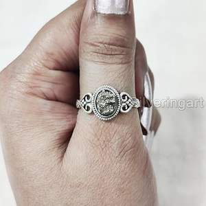 Bague pour femme en pyrite naturelle, pierre précieuse, pouvoir d'attirer l'argent, bohème, pyrite brute, bijoux faits à la main, bague en argent sterling 925 - Product Image 4