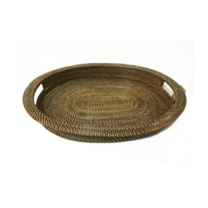 Artisan Rattan Serving <b>Tray</b> With Trendy Sleek Pattern Perfect For Coffee <b>Table</b> Decor Serving Snacks And Drinks - Product Image 6