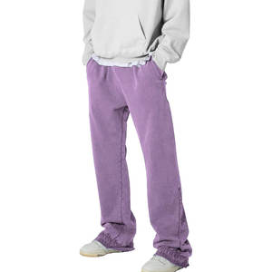 Pantalon de survêtement évasé taille haute pour hommes Streetwear décontracté toile de coton qualité ceinture élastique léger épais - Product Image 1