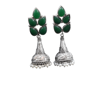 Top qualité laiton matériel nouveau Design élégant argent se ressemblent pierre goujon Jhumka boucle d'oreille bijoux pour filles et femmes - Product Image 4