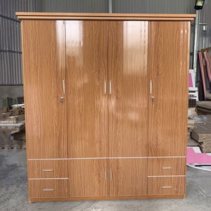 Vietnamese Convertible Wooden <b>Wardrobes</b> Freestanding Moistureproof 4 Doors Wood Grain Finish Size 165x180x46cm for Apartments - Product Image 1