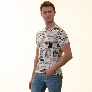 เสื้อยืดผ้าฝ้ายแขนสั้นผู้ชายตัดสีตัดกันเสื้อยืดพิมพ์ลายธรรมดาสำหรับฤดูร้อนปล่อยไหล่ทำในตุรกี - Product Image 2