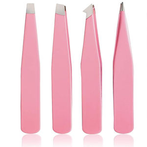 Pince à épiler pour poils incarnés, 4 pièces, en acier inoxydable, à pointe inclinée, durable et facile à nettoyer, couleur rose, nouveau design 2026 - Product Image 1