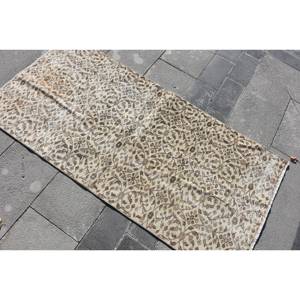พรมขนสัตว์สีเบจสีน้ำตาล2.6x5.3ft แบบคลาสสิกงานเย็บปะติดปะต่อกันแบบตุรกีสำหรับทางเข้าห้องนั่งเล่นห้องนอนห้องโถงทำจากยาง - Product Image 2