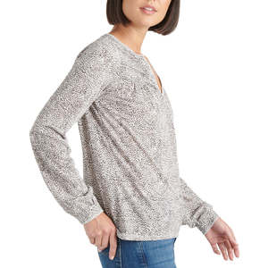 Top da donna Lucky Brand extra large in cotone con stampa animalier, maglia bianca - Product Image 2