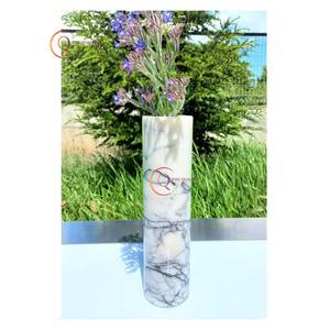 Florero de mármol blanco de estilo moderno personalizado, jarrón de piedra natural tallada a mano para decoración interior del hogar de proveedor de confianza, jarrones Baswada - Product Image 1