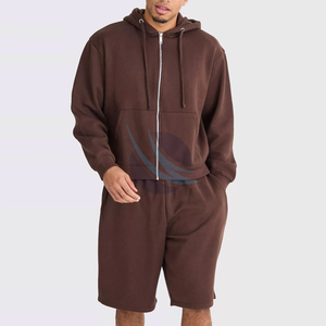 Conjunto de Sudadera con Capucha y Pantalones Cortos de Color Sólido para Hombre, Invierno 2026, 2 Piezas, Casual, Talla Grande, Transpirable, de Secado Rápido, Tejido de Punto, 100% Algodón, OEM - Product Image 5
