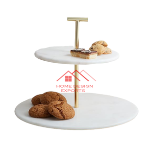 Tapa de mármol blanco con soporte de pastel de Base de madera para el hogar hotel boda Eventos Decoración uso soporte de exhibición de pastel de mármol - Product Image 5