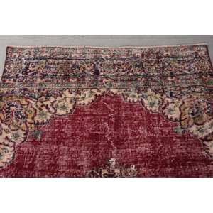 พรมตุรกีโบราณขนาด4.1X9.5ฟุตพรมขนสัตว์สีเบจสีแดงถักทอแบบแบนมีลวดลายเย็บปะติดด้านหลังทำจากยาง - Product Image 5