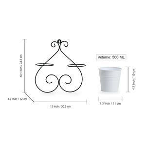 Metal Hanging Indoor White Planter <b>Stand</b> With Round Galvanized Bucket Flower <b>Pots</b> & Planters and <b>stand</b> - Product Image 6