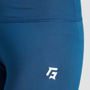 Premium Ladies Casual <b>Leggings</b> Turquoise Slim Fit High Waist Breathable Stretch Spandex Soft Patterned Knitted Fabric Size XL - Product Image 5