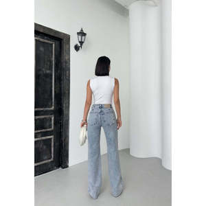 Jean coupe droite à jambe courte 7070 - Bleu moyen et Tinty - Product Image 3