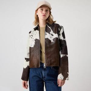 Nouvelle veste en cuir à poils de vache personnalisée avec logo personnalisé, vente en gros, veste originale pour femmes, vestes pour femmes, veste chaude personnalisée - Product Image 1