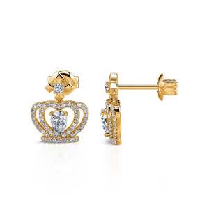 Boucles d'oreilles pendantes Jeulia Queen Crown Pear Cut - Argent sterling plaqué or rose avec quartz - Product Image 2