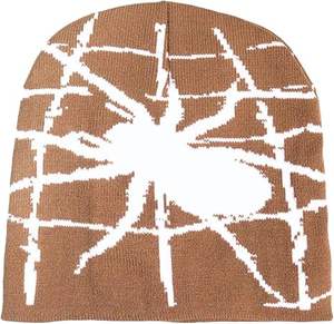 Graphic <b>Beanie</b> Y2K, Crochet <b>Spider</b> Design, Knitted for Warmth, Comfort and Soft Feel - Product Image 1