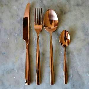 ชุดช้อนส้อมสีทอง4ชิ้นเครื่องมือเสิร์ฟในครัวที่ดีที่สุดผลิตในอินเดีย - Product Image 4