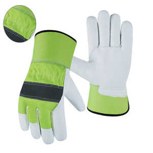 Gants de travail de sécurité de gréeur canadiens de vente en gros de gants de travail de construction en cuir respirant caoutchouté à manchette unie - Product Image 3