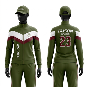 Survêtement de hockey sur gazon en polyester et élasthanne 280 GSM de qualité supérieure, vert olive, avec empiècements chevron, sublimation, broderie et logo personnalisé - Product Image 1