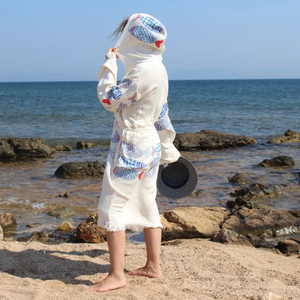 Albornoz de muselina turca suave con capucha, toalla de bambú de secado rápido con estampado colorido para mujeres, hombres, niños, playa, Spa, hogar, Hotel - Product Image 1