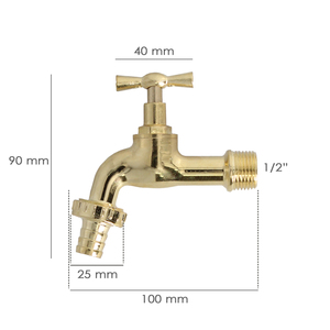 Rubinetto Curvo in Ottone Lucido con Raccordo 1/2 - Product Image 4