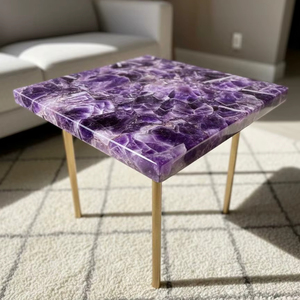 Table de luxe en résine d'agate polie artisanale avec motif floral religieux pour la décoration intérieure - Product Image 1