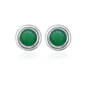 Pendientes Románticos de Ónix Verde Natural con Engaste de Bisel, Plata de Ley Chapada en Rodio, Regalo para Compromiso, Boda o Aniversario - Product Image 2