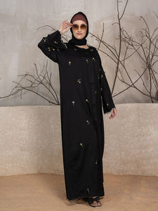 OEM ODM Abaya noire classique traditionnelle personnalisée vêtements islamiques 100% polyester tissu Tik Tok avec broderie Abaya pour femmes - Product Image 4