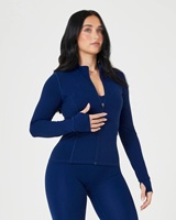 Promate International Jaket Yoga Wanita Musim Gugur Nyaman dengan Ritsleting Penuh Tahan Angin Bernapas Ringan Cepat Kering Lengan Panjang