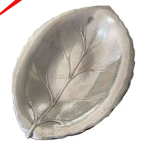 Plateau de service fini argent en acier inoxydable métal design feuille le plus vendu pour hôtels et restaurants - Product Image 4