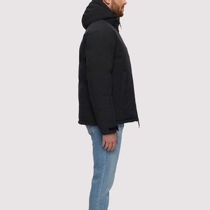 Veste d'hiver décontractée pour hommes à imprimé personnalisé Veste matelassée à col montant et fermeture éclair Coupe-vent à capuche solide et chaude pour le printemps - Product Image 4