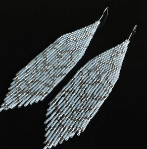 Only 2 Left and in 19 Baskets Seed Bead Earring - Native Earring - Fringe Earring - Product Image 2