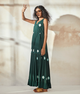 Nuevo verano directo de fábrica elegante mujer moda elegante sin mangas con cuello en V hasta el suelo vestidos estampados con volantes con bolsillo - Product Image 2