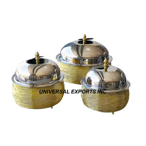 Réchaud alimentaire en métal à motif floral, qualité supérieure, fait main, luxe, nouveau design, casserole en bois - Product Image 3