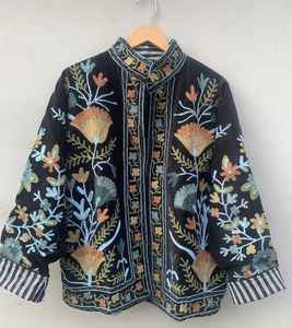 High -Suzani Embroidery <b>Jacket</b> Suzani Short <b>Jacket</b> <b>Women</b> Beach Wear Dress Short <b>Jacket</b> Gift for Her - Product Image 2