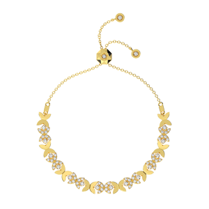 สร้อยข้อมือโซ่ดอกไม้สไตล์วินเทจสำหรับผู้หญิงหรูหราทองแท้10K พร้อมหินเพชร CZ ผลิตในเวียดนาม - Product Image 2