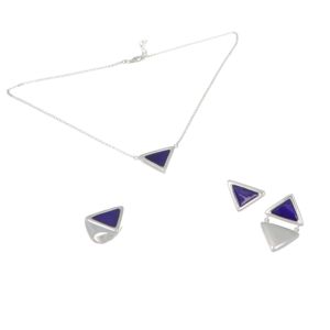 Diseño de moda italiana Mejor Producción de moda italiana Declaración de moda diaria Triangular Blu Esmalte Stud Trendy Silver - Product Image 1
